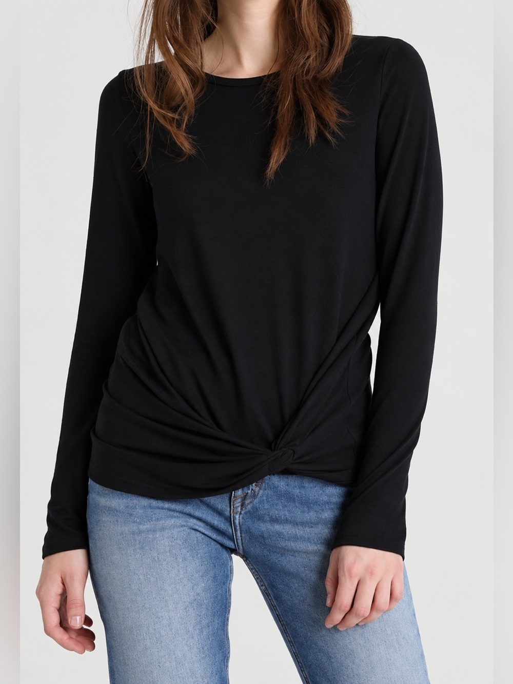 Banana Republic Soft Sustainable Modal Twist-Front T-Shirt Small Black